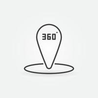 360 degrees map pin vector concept outline icon