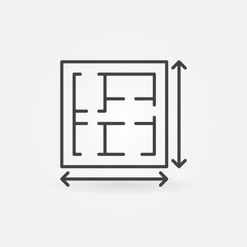 Blueprint with arrows vector concept outline icon