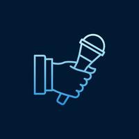 Hand holding microphone vector colorful outline icon