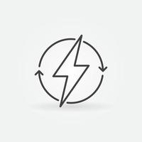 Renewable Energy linear icon. Lightning inside Arrows symbol vector