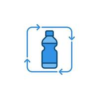 concepto de reciclaje de botellas de plástico de vector icono azul