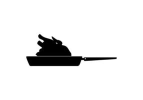 Silhouette of the Chicken Meat on the Frying Pan for Logo, Apps, Website, Pictogram,  Art Illustration or Graphic Design Element. Vector Illustration