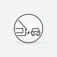 Charging EV at Home outline vector concept round icon