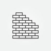 Brick Wall vector concept icon or sign in line style