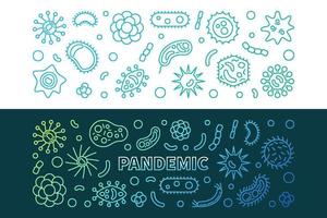 Pandemic vector concept colorful outline banners set