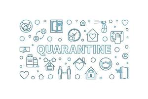 Quarantine vector thin line concept horizontal illustration