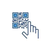QR Code and Hand vector concept colored icon