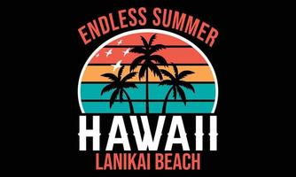 Summer Hawaii Beach Adventure vector illustration and colorful T-shirt design