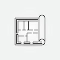 icono de concepto de línea delgada de vector de plan de casa o plano