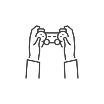 Hands with Game Controller vector concept outline icon