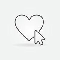 Mouse click on Heart line icon. Online Donation vector sign