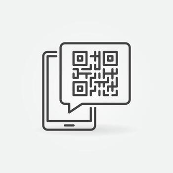 QR Code Message in Smartphone vector concept line icon