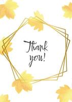 Autumn leaves and gold frame thank you copyspace template vector