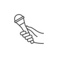 Hand with Microphone vector concept icon in thin line style