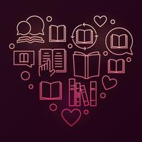 Books Heart vector colorful concept linear illustration