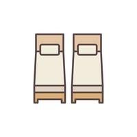 Two Single Beds vector concept colored icon