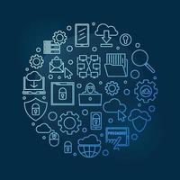 Vector Internet round concept linear blue illustration