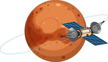 Mars planet with satellite vector