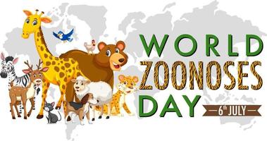 World zoonoses day poster design vector