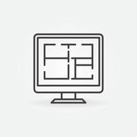 Computer Display with House Plan vector concept icon