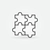 4 Puzzle Pieces linear vector concept icon