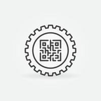 QR Code inside Cog Wheel vector thin line concept icon