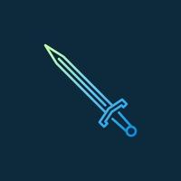 Sword vector colored icon or symbol in thin line style