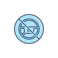 Steering Wheel Forbidding blue icon - Autopilot Banned symbol vector