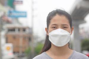 woman wearing a mask to prevent dust and bacteria photo