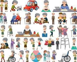 Collection of elderly people icons vector