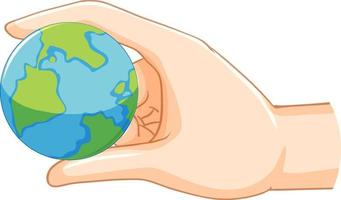 Hand holding globe isolated vector