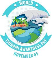 diseño del logo del día mundial de concientización sobre tsunamis vector