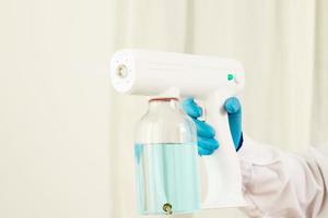 Nano sterilizer gun is used to kill covid 19 virus. photo