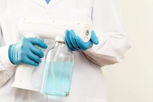 Nano sterilizer gun is used to kill covid 19 virus. photo