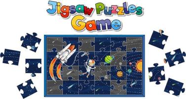 Astronaut in space photo puzzle game template vector