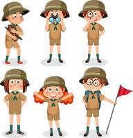Children in camping outfit vector