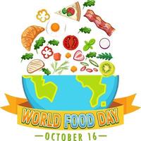 World food day text with food elements vector