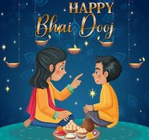 diseño de cartel feliz bhai dooj vector