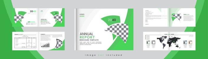 Print Modern 8 page landscape minimal annual report brochure template layout design vector