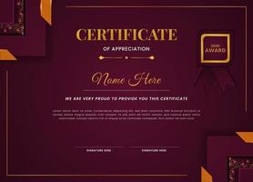 Beautiful luxury golden color certificate of achievement design template vector