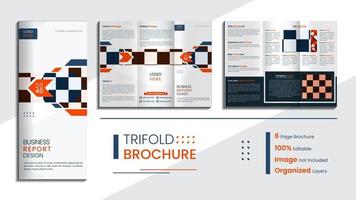 Minimal corporate trifold brochure design with simple creative shapes vector