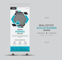 Print Real-estate home for sale or rent rollup display standee for promotional purpose vector