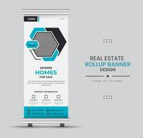 Print Real-estate home for sale or rent rollup display standee for promotional purpose vector