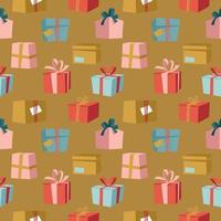 Present. Seamless pattern of gift boxes. Vector image.