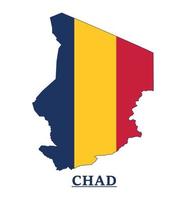 diseño del mapa de la bandera nacional de chad, ilustración de la bandera del país de chad dentro del mapa vector