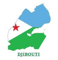 Djibouti National Flag Map Design, Illustration Of Djibouti Country Flag Inside The Map vector