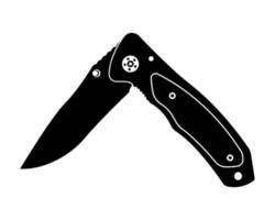 Pocket Knife Silhouette, sharp blade Folding knife Illustration. vector