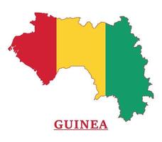 Guinea National Flag Map Design, Illustration Of Guinea Country Flag Inside The Map vector