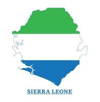 diseño del mapa de la bandera nacional de sierra leona, ilustración de la bandera del país de sierra leona dentro del mapa vector