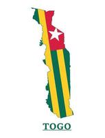 diseño del mapa de la bandera nacional de togo, ilustración de la bandera del país de togo dentro del mapa vector